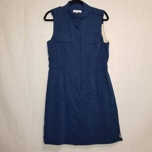 Matison Stone Button Up Shirt Dress navy size 10 Pockets Utilitarian sleeveless